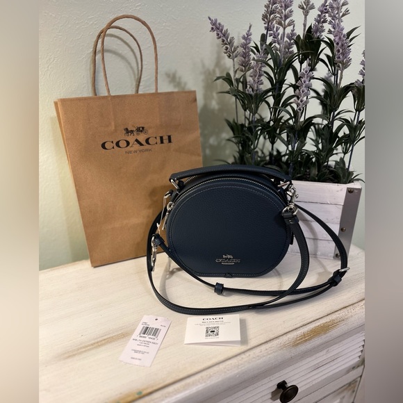 Coach Canteen Crossbody Bag Denim Blue Leather NWT - Picture 1 of 10